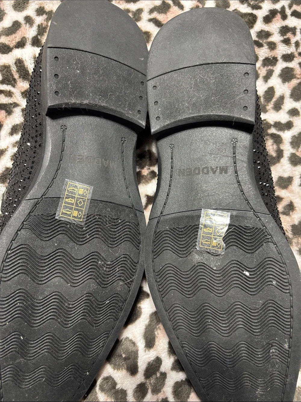 Steve Madden Black Crystal-Studded Slip-On Loafers Men’s Size 11.5